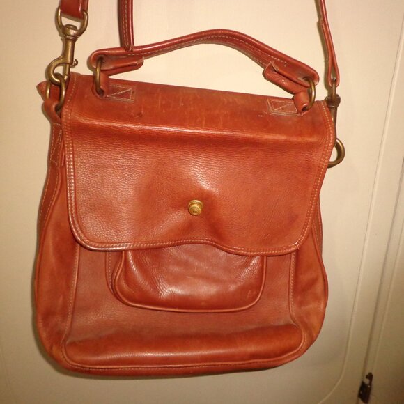 NWOT Leather Handbag Brown Removable Strap Carrying Handle Flap Top Push-Snap - Picture 10 of 14